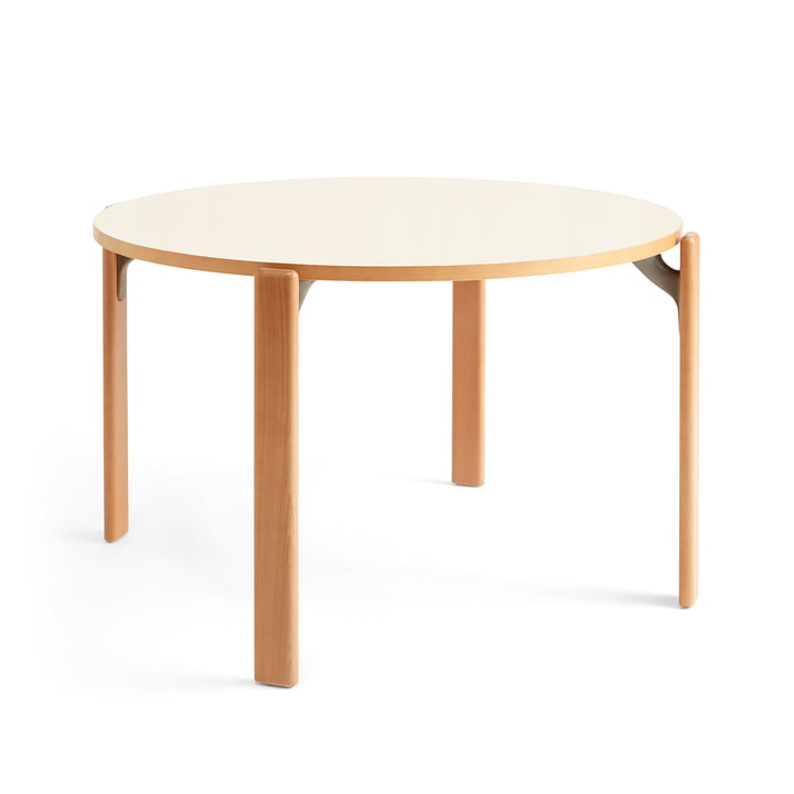 Rey Dining table, Ø 128.5 cm, natural beech / laminate ivory by Hay