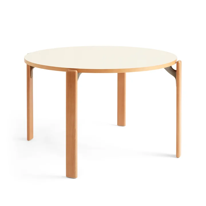 Rey Dining table, Ø 128.5 cm, natural beech / laminate ivory by HAY