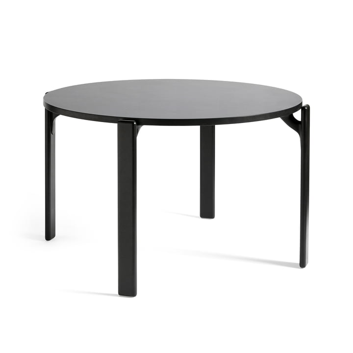 Rey Dining table, Ø 128,5 cm, deep black / laminate vulcano by Hay