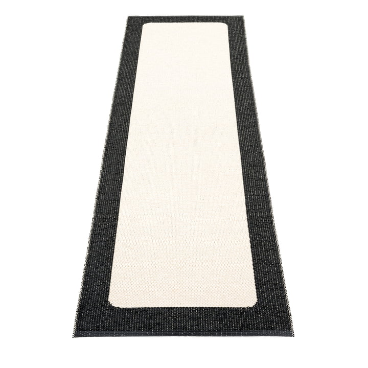 Ilda reversible rug, 70 x 240 cm, black / vanilla by Pappelina