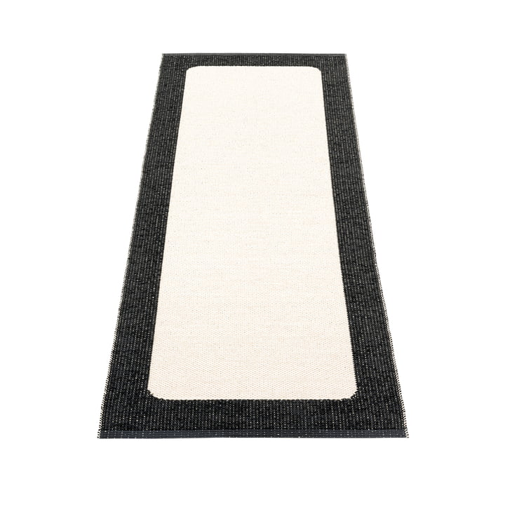 Ilda reversible rug, 70 x 180 cm, black / vanilla by Pappelina