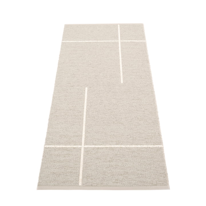 Fred reversible rug, 70 x 180 cm, linen / vanilla by Pappelina