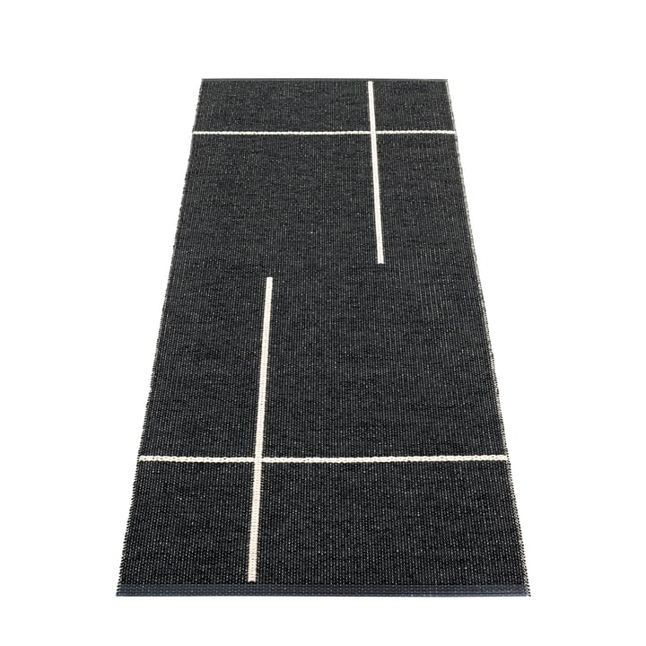 Fred reversible rug, 70 x 180 cm, black / vanilla by Pappelina