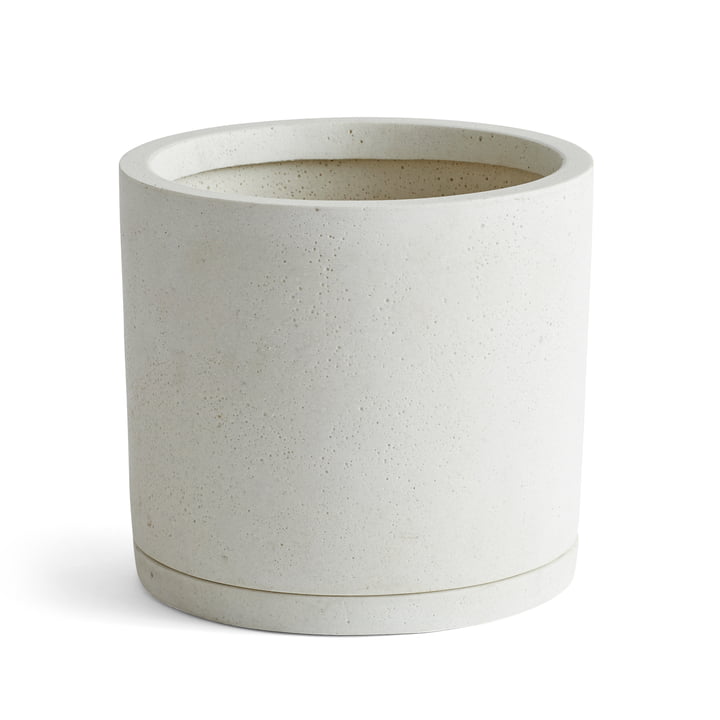 Flowerpot with saucer cylindrical XXL, Ø 24 x H 21.5 cm, white by Hay