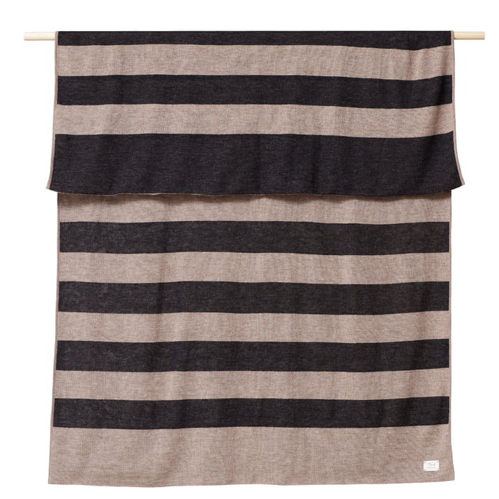 Aymara Blanket, 130 x 190 cm, Ribbon in light brown / dark gray from Form & Refine