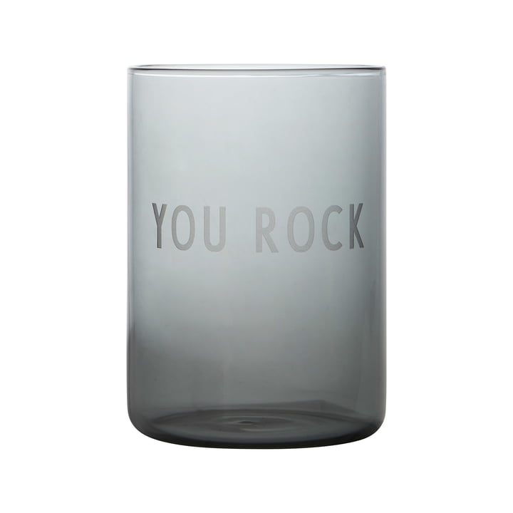AJ Favourite drinking glass in You Rock / soft black by Design Letters