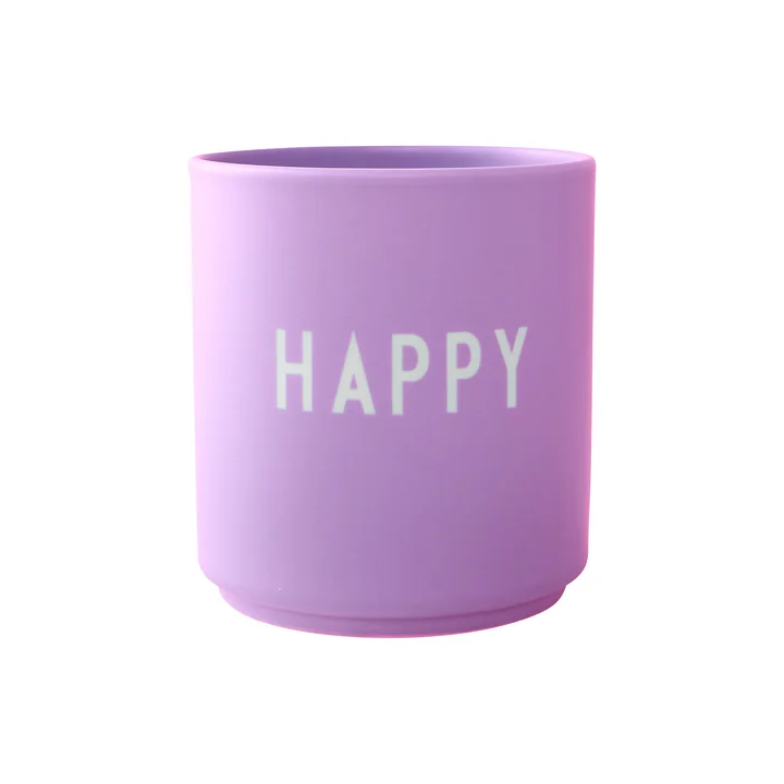 AJ Favourite Porcelain mug, Happy in dark pink from Design Letters