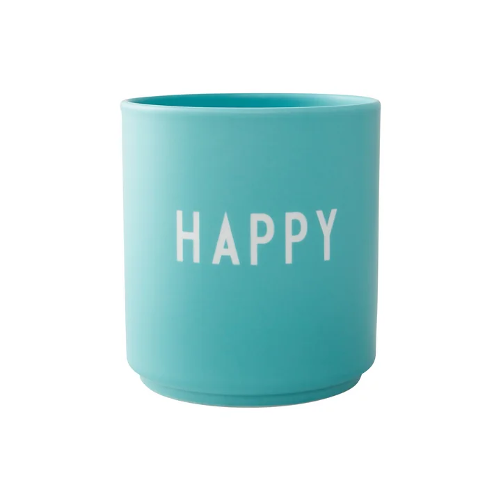 AJ Favourite Porcelain mug, Happy in aqua from Design Letters