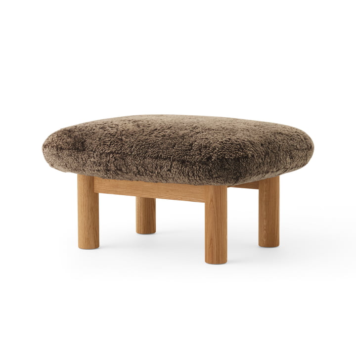 Menu - Brasilia Ottoman, natural oak / sheepskin
