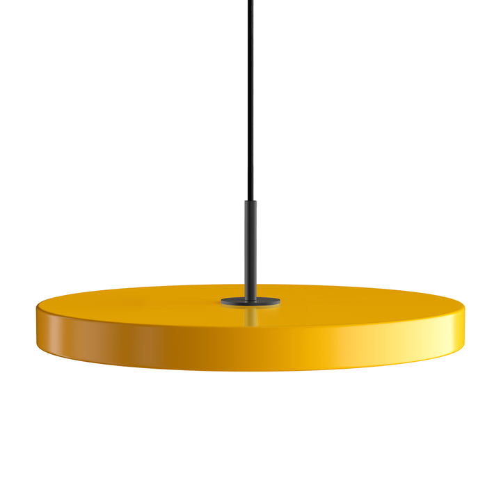 The Asteria LED pendant light from Umage in black / saffron yellow