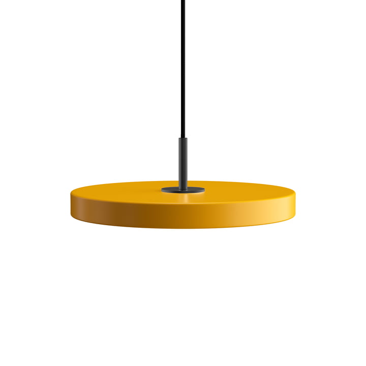 The Asteria Mini LED pendant light from Umage in black / saffron yellow