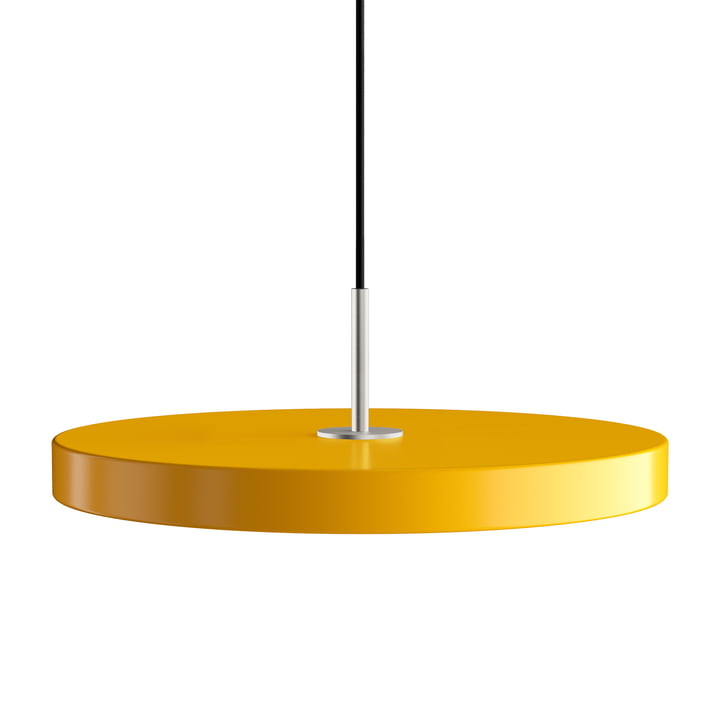 The Asteria LED pendant light from Umage in steel / saffron yellow