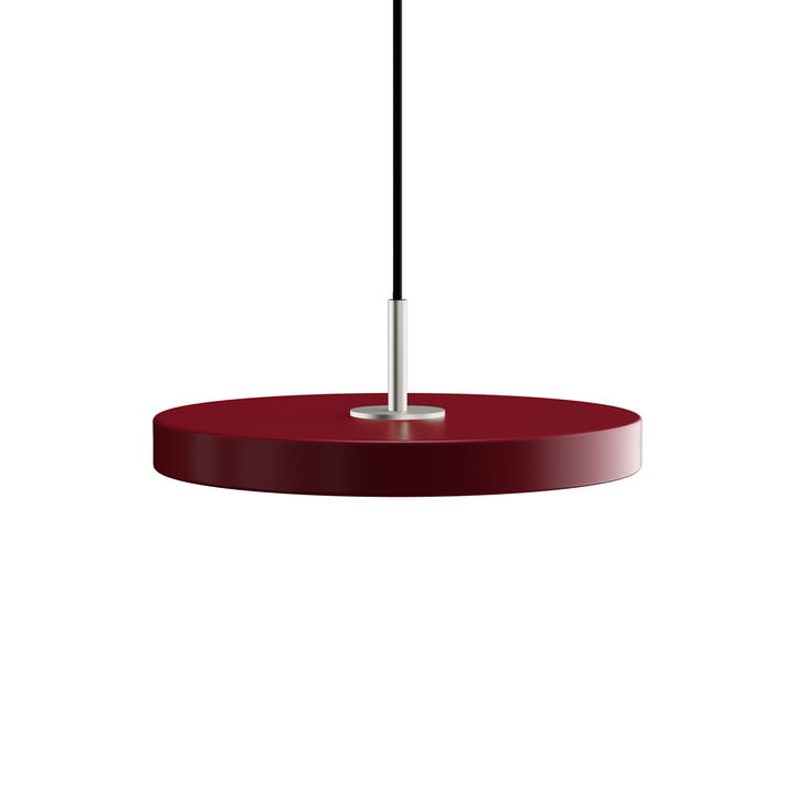 The Asteria Mini LED pendant light from Umage in steel / ruby red