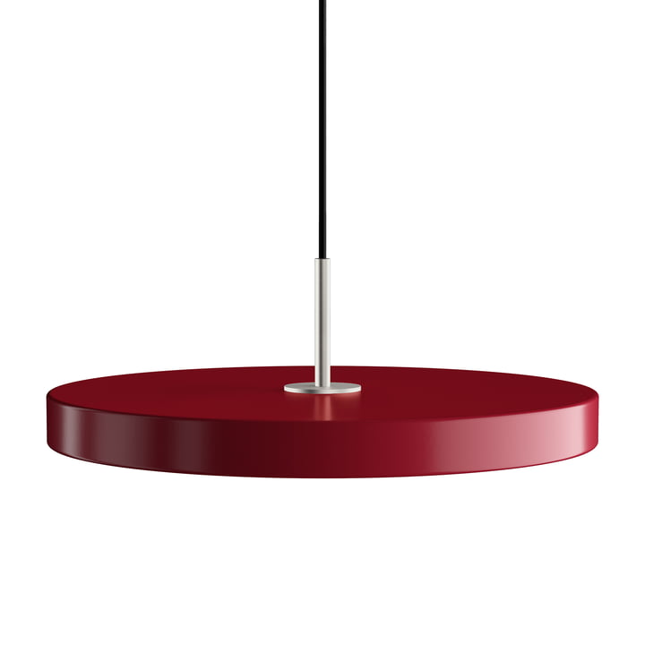 The Asteria LED pendant light from Umage in steel / ruby red