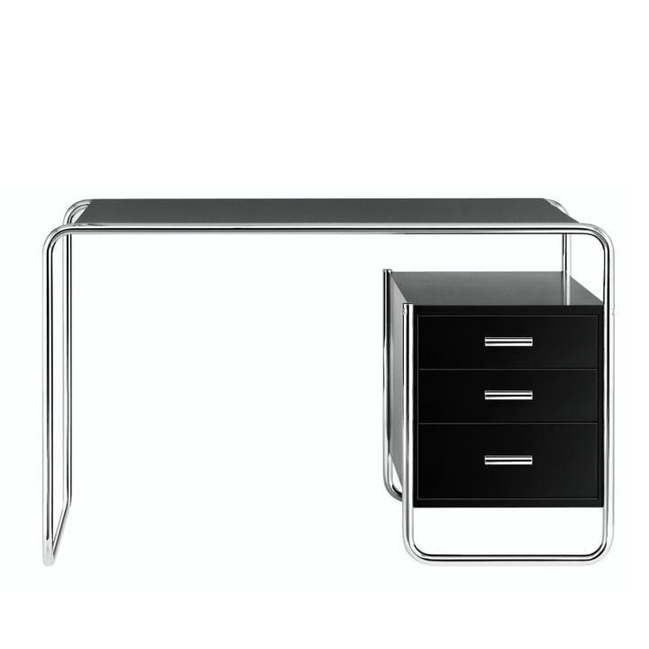 S 285/2 desk, chrome / ash black stained by Thonet