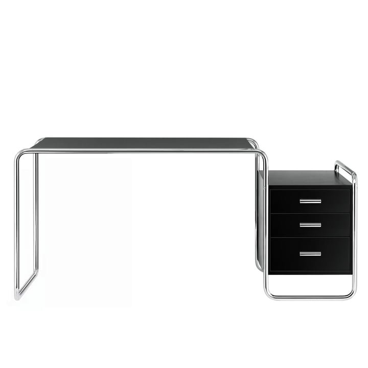 S 285/1 desk, chrome / ash black stained by Thonet