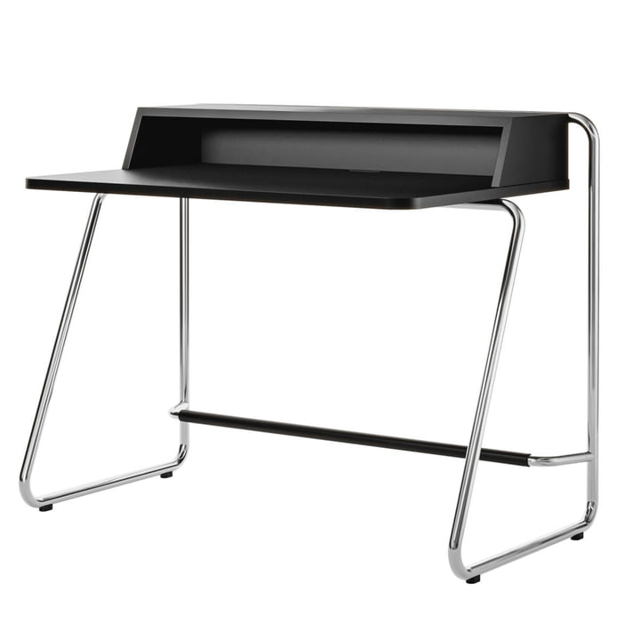 Thonet - S 1200 Secretary, chrome / body stained ash black / table top stained ash black