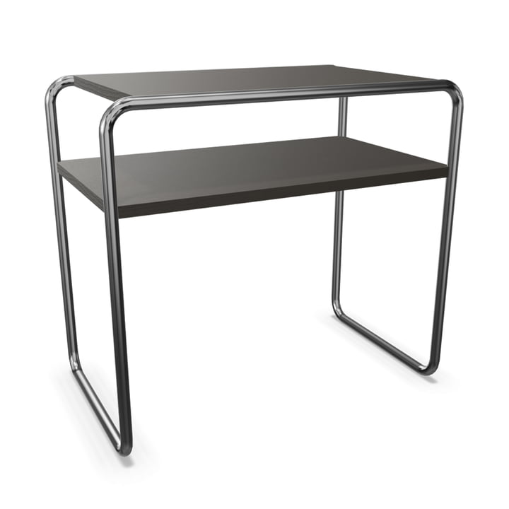 B 9 d/1 side table, chrome / ash black stained (TP 29) by Thonet