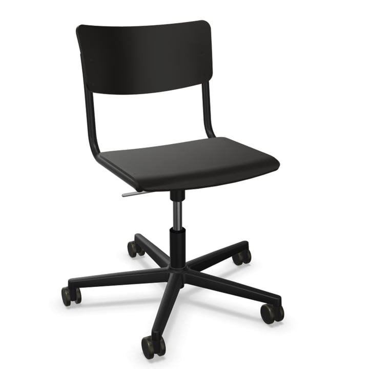 S 43 DR Office chair five-star frame with castors, aluminum black / beech black stained by Thonet