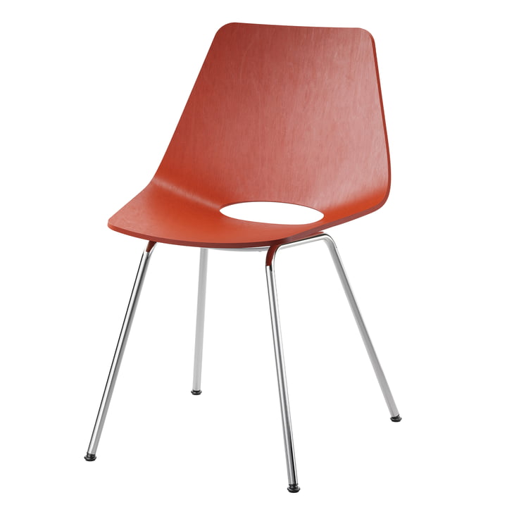 S 661 chair, chrome / beech rust red from Thonet