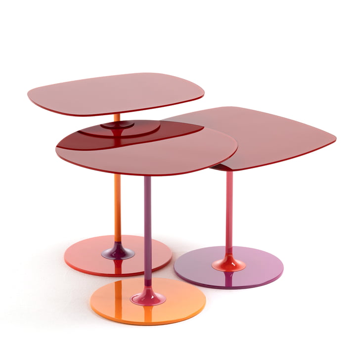 Thierry Side table Trio, bordeaux (set of 3) from Kartell