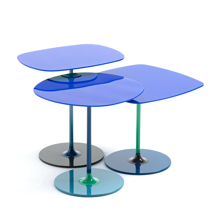 Thierry Side table Trio, blue (set of 3) from Kartell