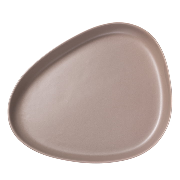 Curve Stoneware Platter , 35 x 30 cm in warm grey from LindDNA