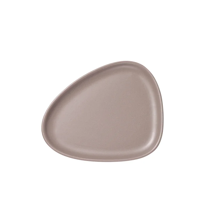 Curve Stoneware Lunch Plate, 22 x 19 cm in warm grey from Lind DNA