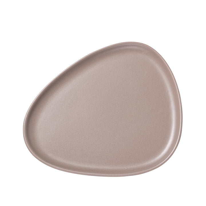 Curve Stoneware Dinner Plate, 30 x 26 cm in warm grey from LindDNA