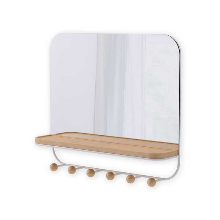 Estique Wardrobe with shelf and mirror, natural beech / white from Umbra