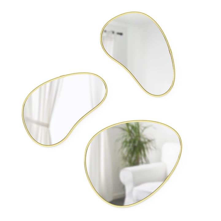 Hubba Pebble Wall mirror, set of 3, brass from Umbra