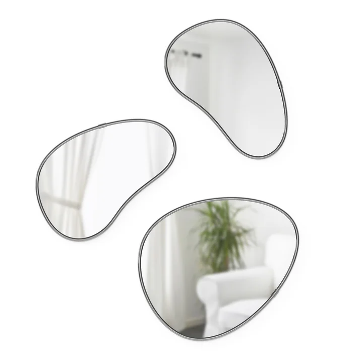 Hubba Pebble Wall mirror, set of 3, titanium from Umbra