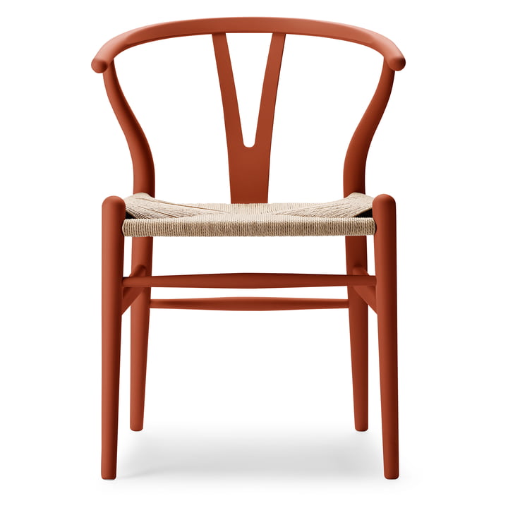 CH24 Wishbone Chair , soft terracotta / natural wicker from Carl Hansen