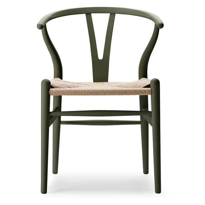 CH24 Wishbone Chair , soft seaweed / natural wicker from Carl Hansen