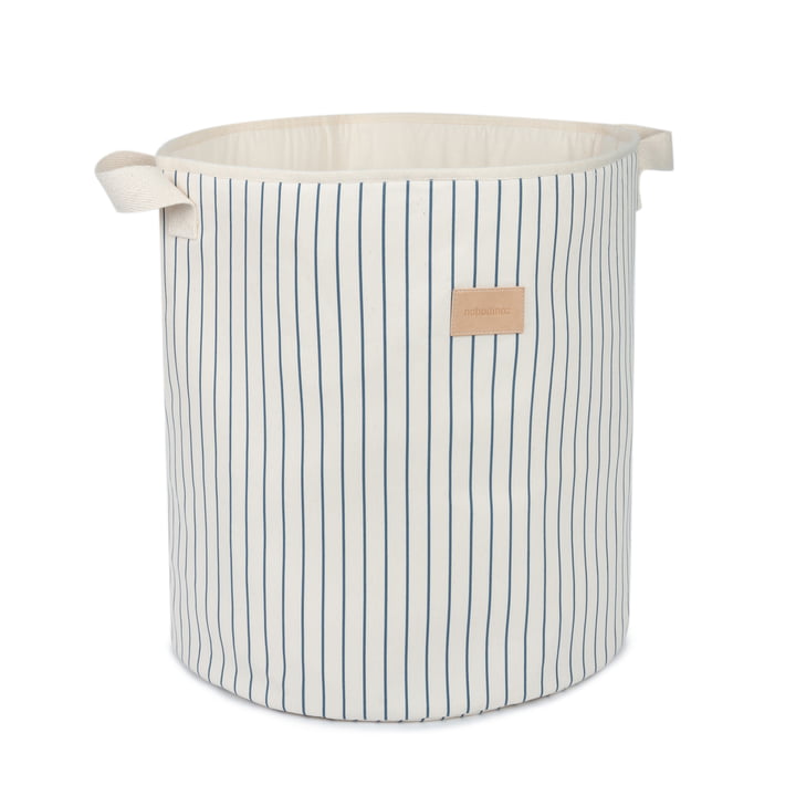 Odéon Storage basket, 41 x 37 cm, blue thin stripes / nature by Nobodinoz