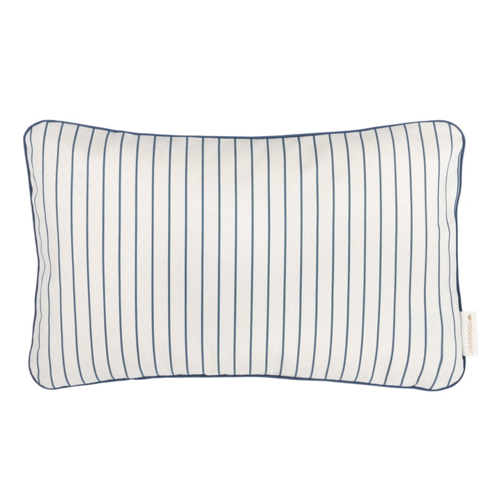 Jazz Cushion, 45 x 30 cm, blue thin stripes / natural by Nobodinoz