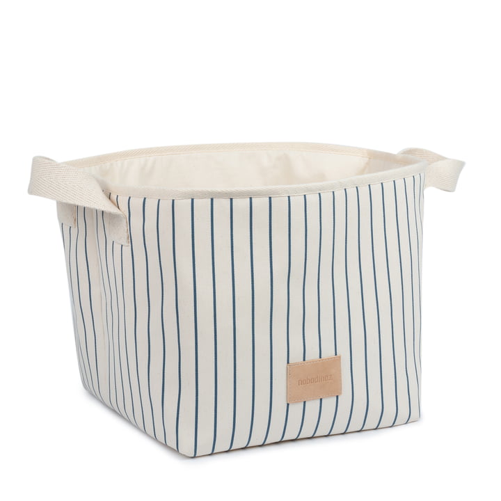 Django Storage basket, 22 x 23 cm, blue thin stripes / nature by Nobodinoz