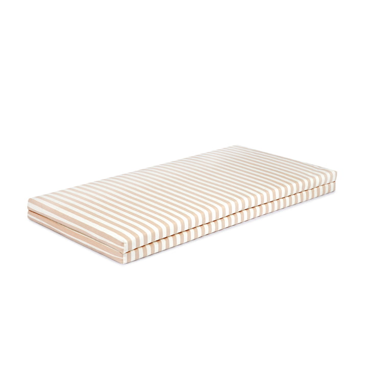 Nobodinoz - Bebop foldable mattress, 100 x 100 cm, taupe stripes / nature