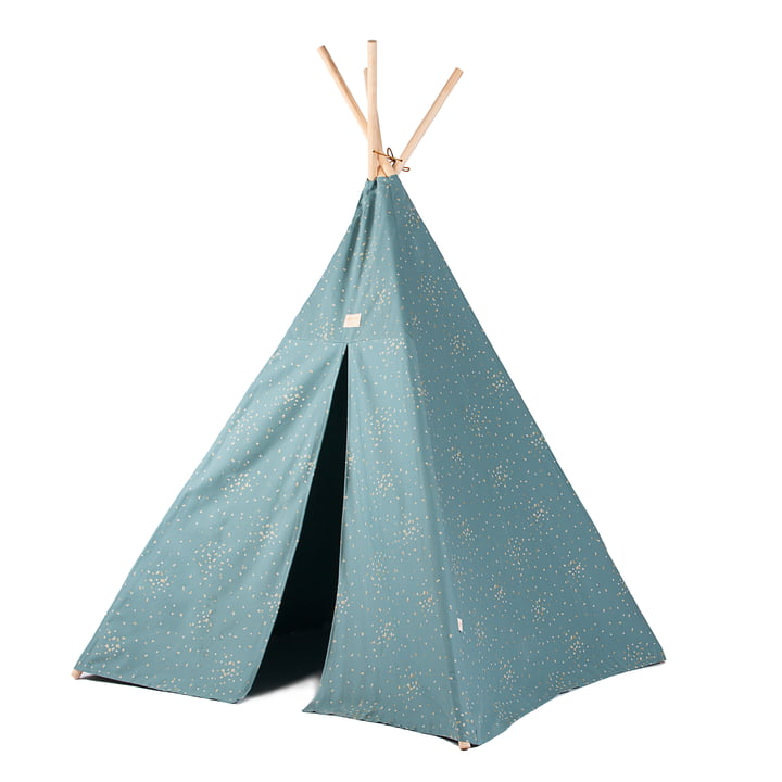 Phoenix Teepee tent, gold confetti / magic green by Nobodinoz