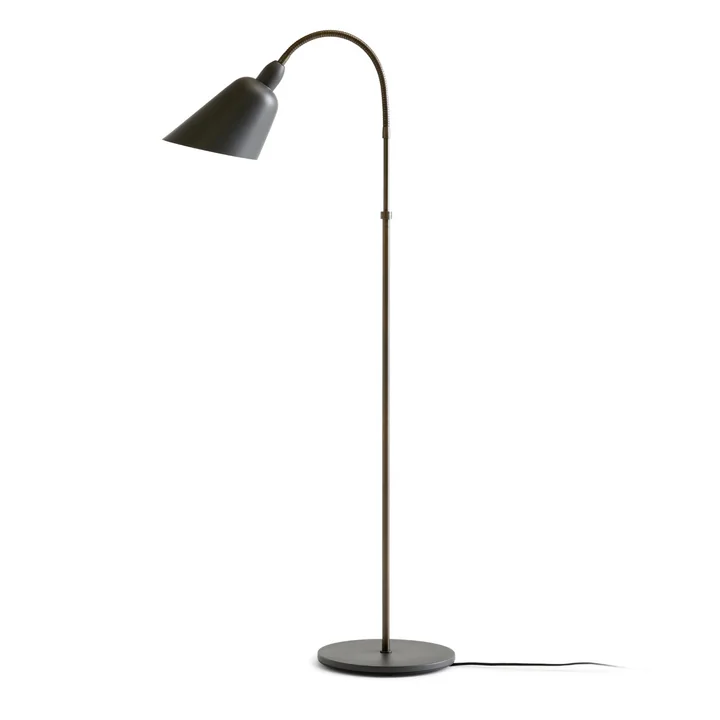 Bellevue Floor lamp AJ7, stone gray / brass bronzed by & Tradition