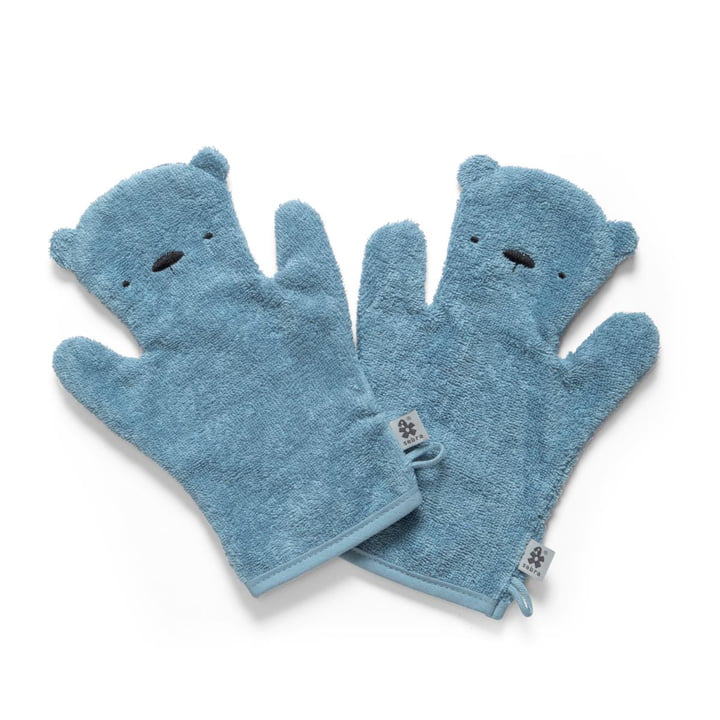 Terry bath glove Milo from Sebra in color powder blue