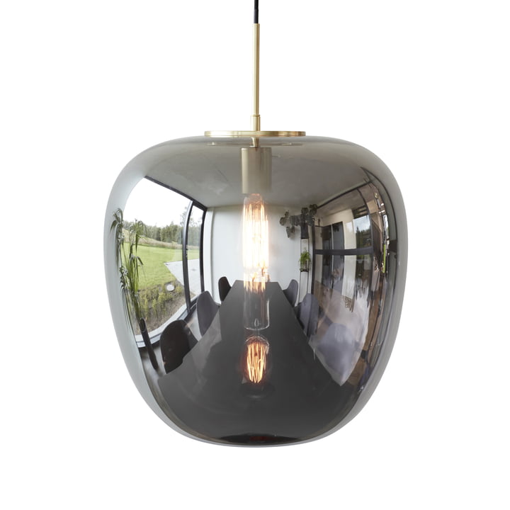 The glass pendant lamp from Hübsch Interior in mirrored / brass, Ø 40 cm, H 40 cm