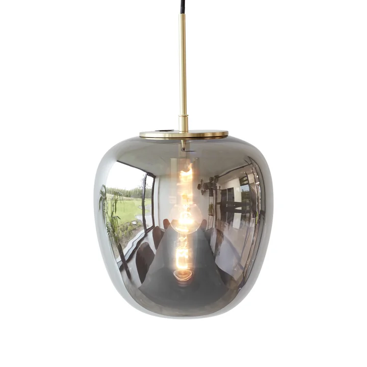 The glass pendant lamp from Hübsch Interior in mirrored / brass, Ø 30 cm, H 36 cm