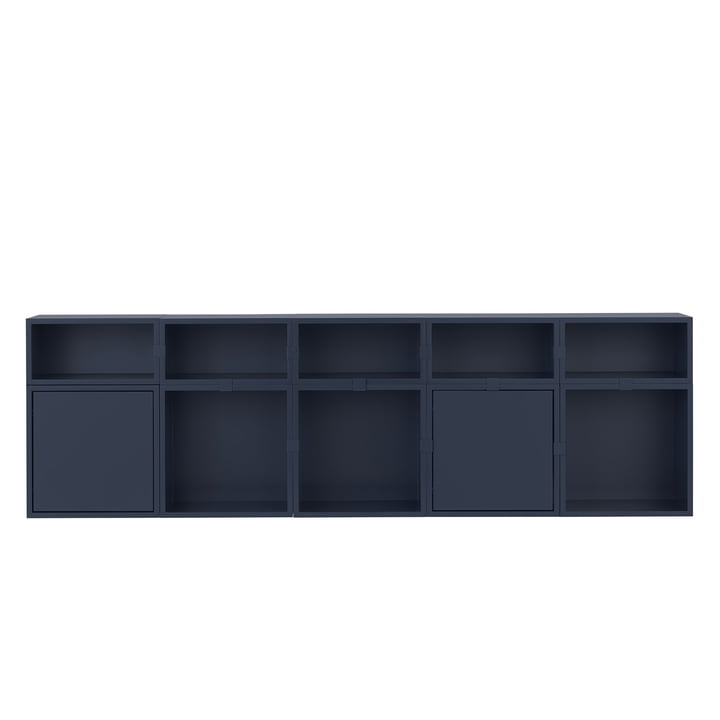 Stacked Shelving system configuration 8 from Muuto in color midnight blue