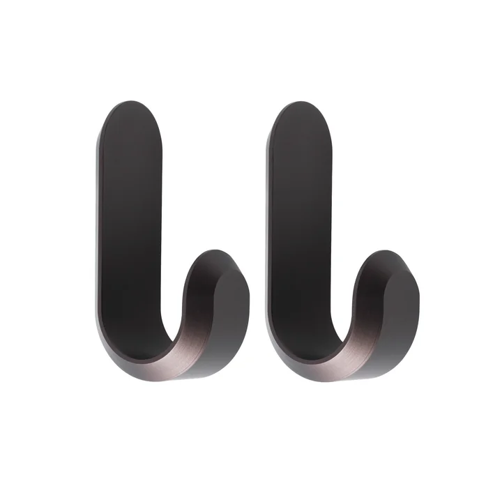 Curve Wall hook Mini, matte brown (set of 2) by Norman Copenhagen