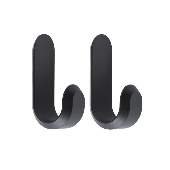 Curve Wall hook mini, matt black (set of 2) from Normann Copenhagen