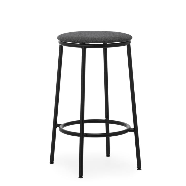 Circa Bar stool upholstered, H 65 cm, black from Normann Copenhagen