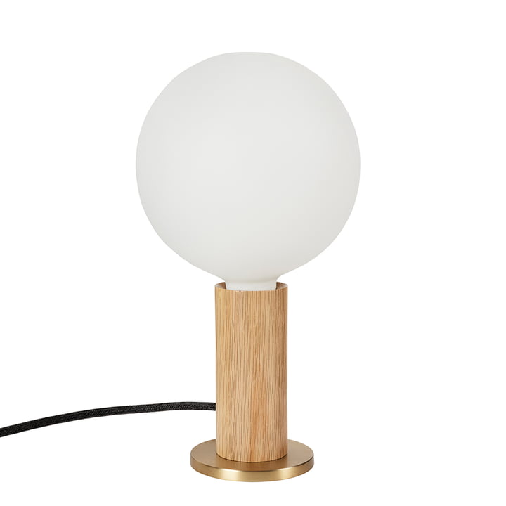 Oak Knuckle Table lamp, oak / brass including Sphere IV LED bulb E27 8W, Ø 15 cm, white matt by Tala .
