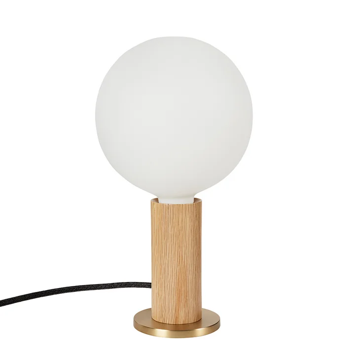 Oak Knuckle Table lamp, oak / brass including Sphere IV LED bulb E27 8W, Ø 15 cm, white matt by Tala .