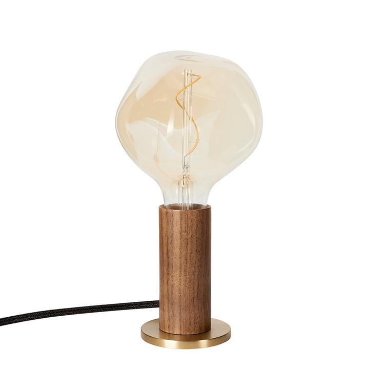 Walnut Knuckle Table lamp, walnut / brass including Voronoi I LED bulb E27 2W, Ø 12,5 cm, transparent grey by Tala .